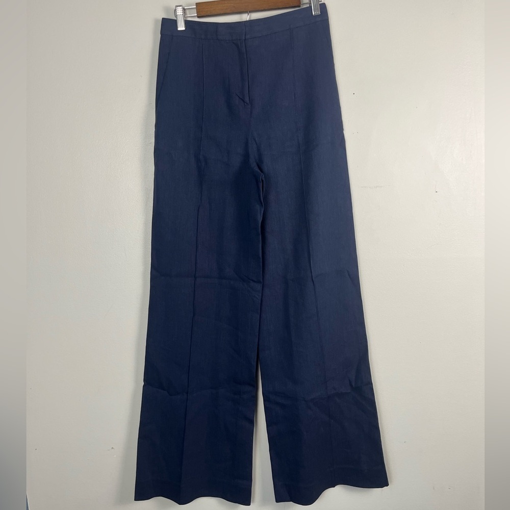 Diane von Furstenberg navy Linen Wide Leg Pants size 6
